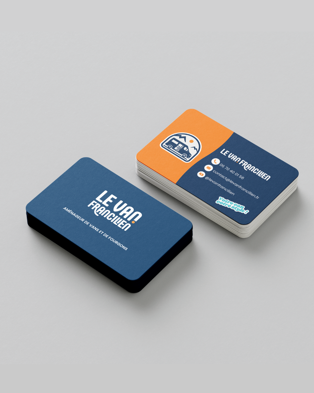 Déclinaison de l’identité visuelle sur supports print pour Le Van Francilien.