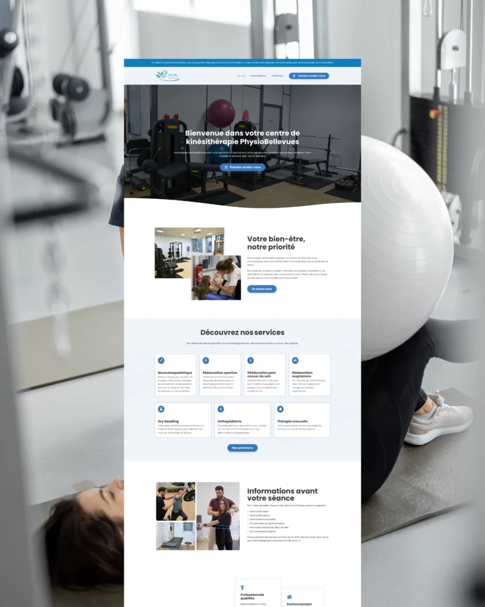 Création de site vitrine pour kinésithérapeutes par Coolab Agency, design professionnel et moderne