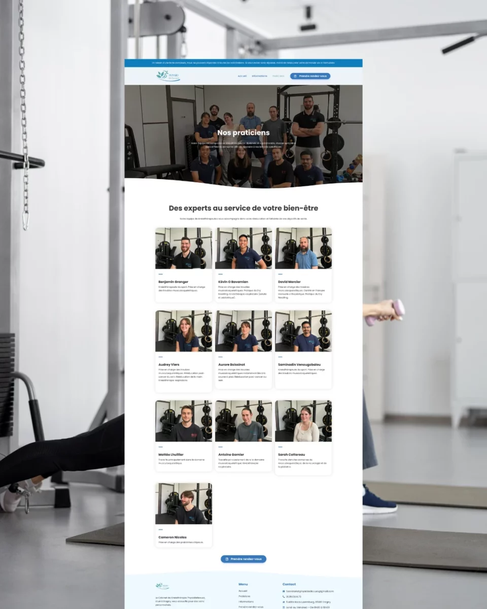 Site vitrine responsive pour cabinet de kinésithérapie conçu par Coolab Agency