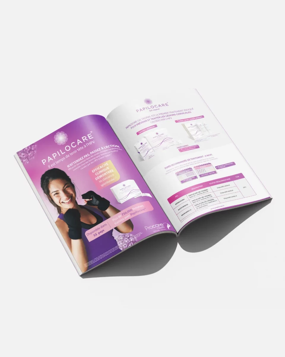 Présentation des produits Procare Health avec mise en page graphique par Coolab Agency